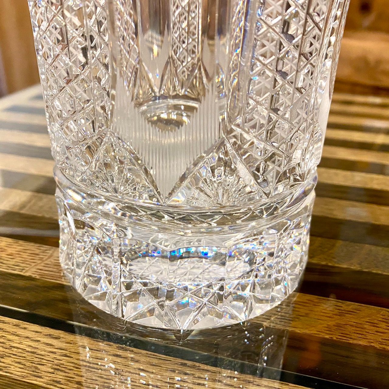 ボヘミアンガラス クリスタル フラワーベース 花瓶 箱付き○BB02N082 