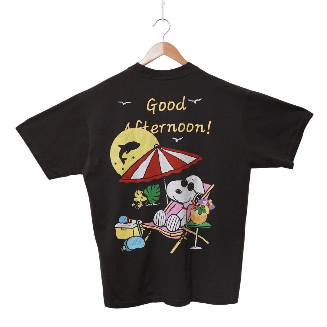 90s古着 USA製 スヌーピーTシャツ 黒 L キャラクターtシャツ ブラック スヌーピー Tシャツ XLサイズ ブラック ヘインズ Hanes 90s 00s