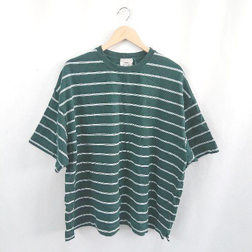 EVCON エビコン ユニセックス クルーネック ボーダー柄 半袖 Tシャツ サイズ3 グリーン メンズ レディース E 1310300038092