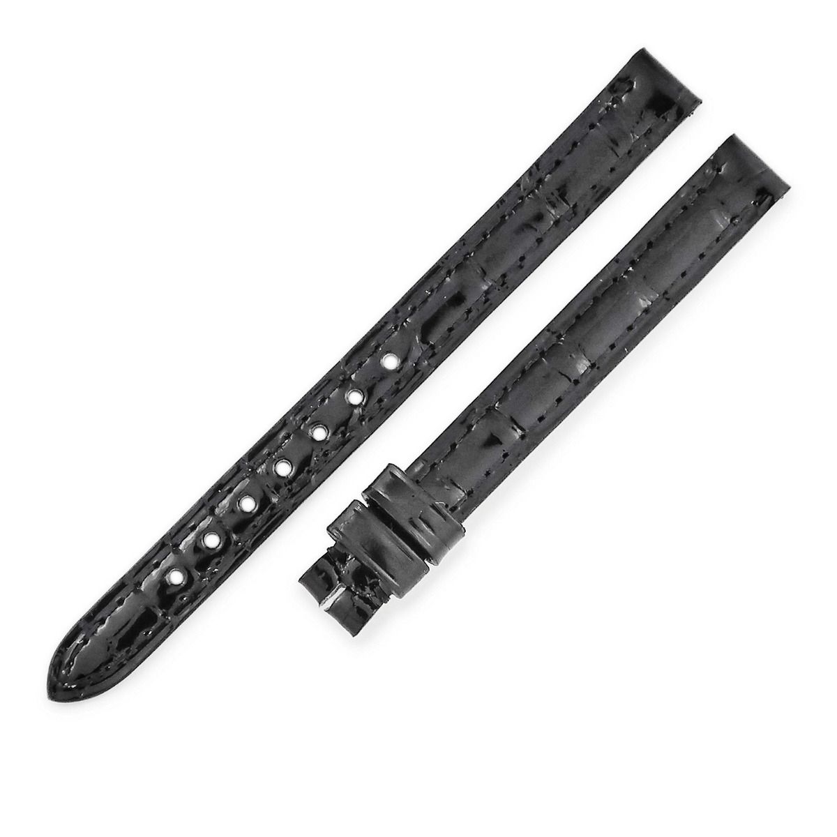 カルティエ Cartier 腕時計パーツ 純正 クロコダイル ブラック ♥ 替え ベルト 10ｍｍ シャイニー ブラック 黒 KD33AP40