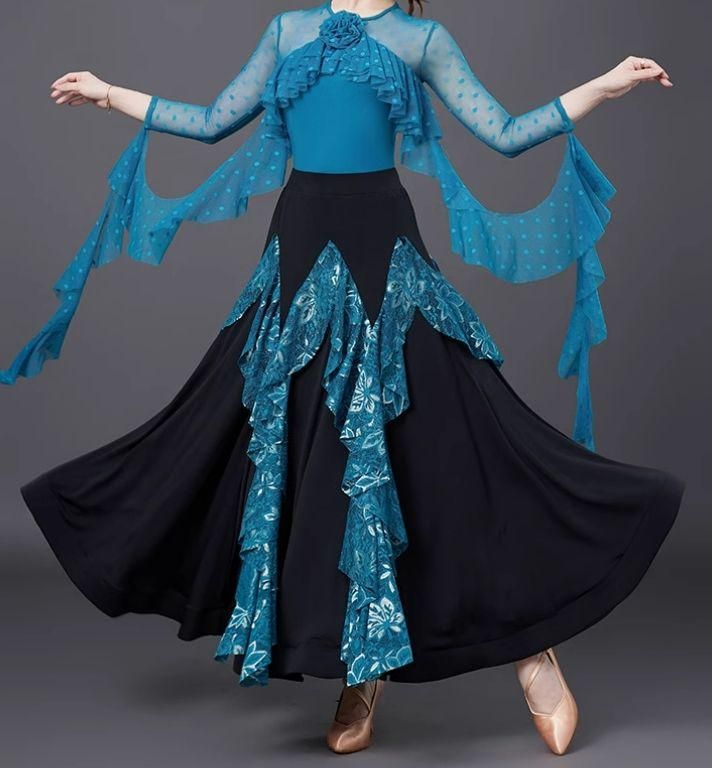 社交ダンス 上下セット レース スタンダードドレス ルンバ オーダーメイド