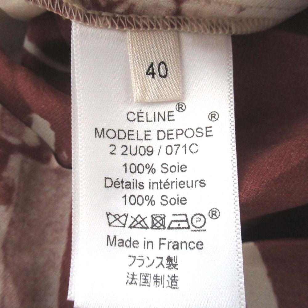 美品 CELINE セリーヌ フィービー期 転写プリント シルク プリーツ