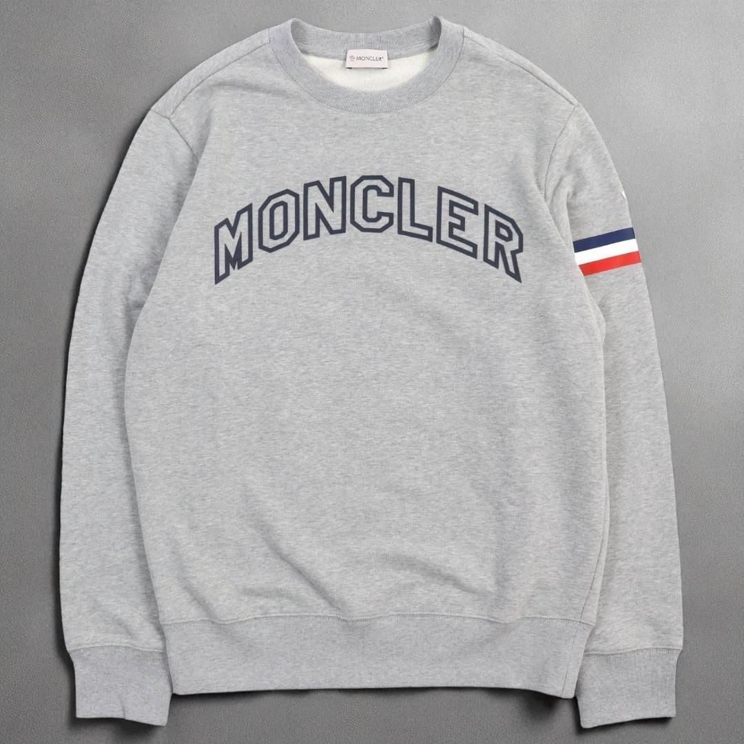 定価11万円 ♥タグ付き品 MONCLER Tricolor Stripped Sweatshirt スウェット XS～XXL Gray Color グレー色