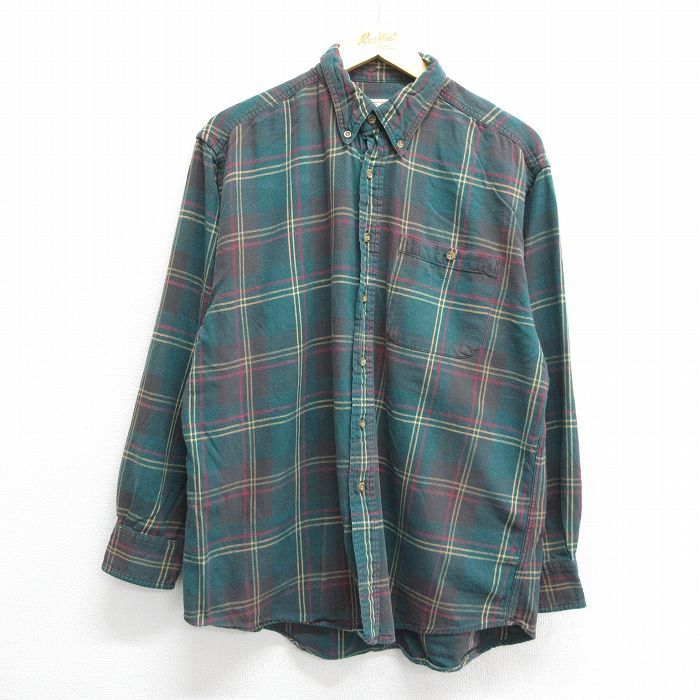 XL/古着 ウールリッチ 長袖 フランネル シャツ メンズ 00s コットン ボタンダウン 緑他 グリーン チェック 24sep18 中古 トップス