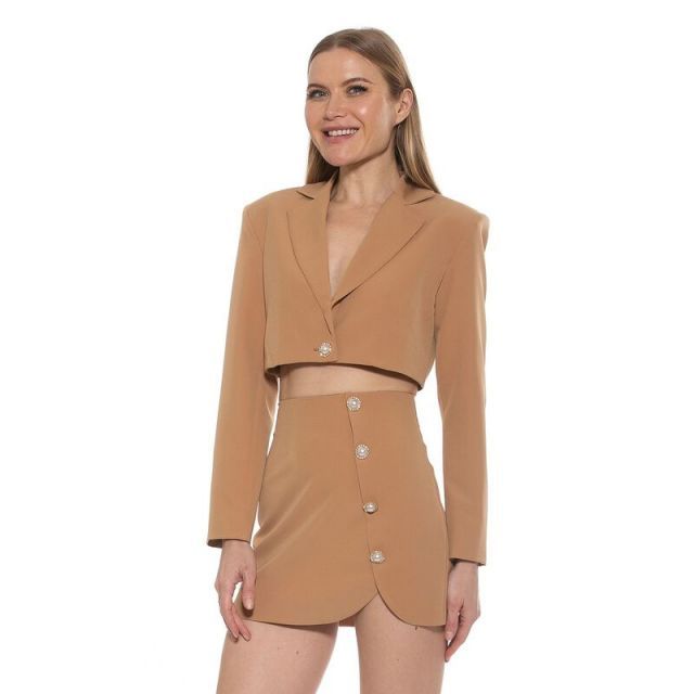【送料無料】 アレクシアアドマー レディース ジャケット・ブルゾン アウター Women's ALEXIA ADMOR Jane Cropped Long Sleeve Jacket Nude