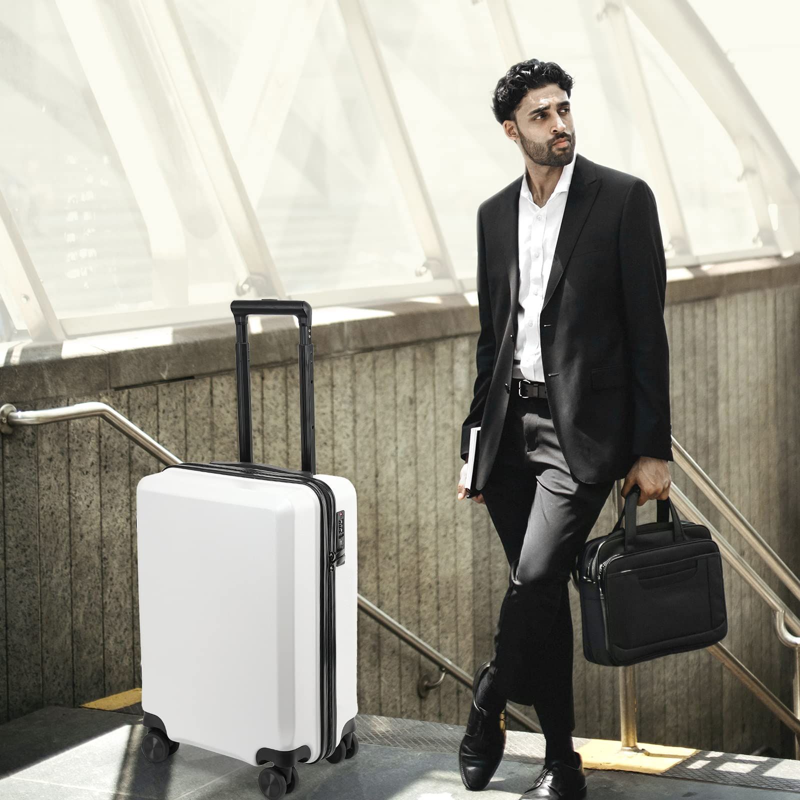 2024 【人気商品】ホワイト 8輪 超軽 出張 旅行 XS TSAロック ダブル