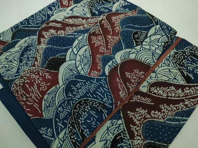 平和屋本店□極上 浦野理一 型染 つけ帯 重ね山 逸品 DZAA8276kh5