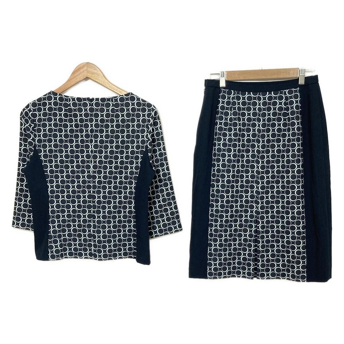 極美品✨レリアン ツイード スカートセットアップ　Leilian レア商品！】Leilian☆レリアン☆セットアップ☆ドット☆ネイビー