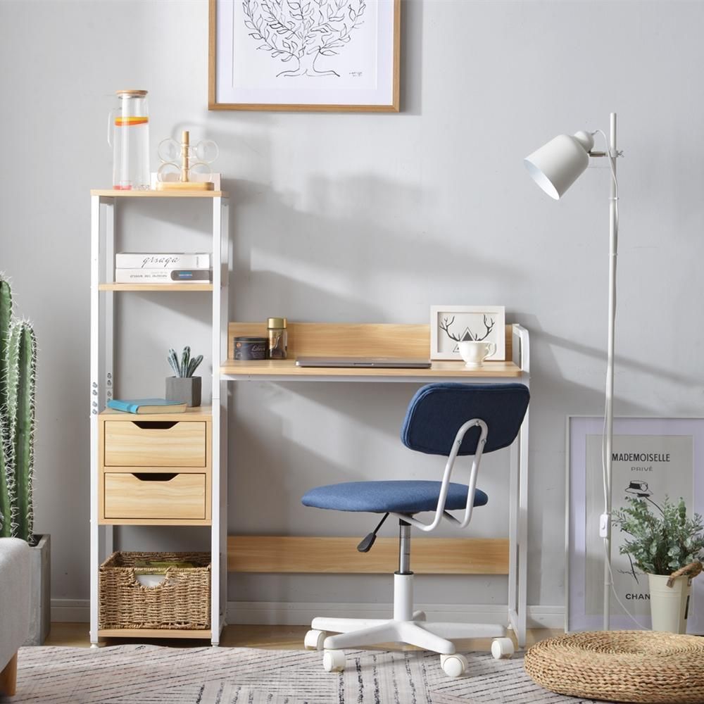 人気商品】【ナチュラル】パソコンデスク 引き出し付き 3段シェルフ付