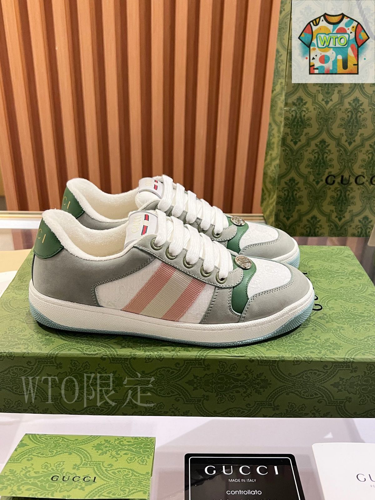 GUCCI グッチデッキシューズ　美品　7サイズ26センチ　ブルー✖️茶色 GUCCI グッチデッキシューズ 美品 7サイズ26センチ ブルー