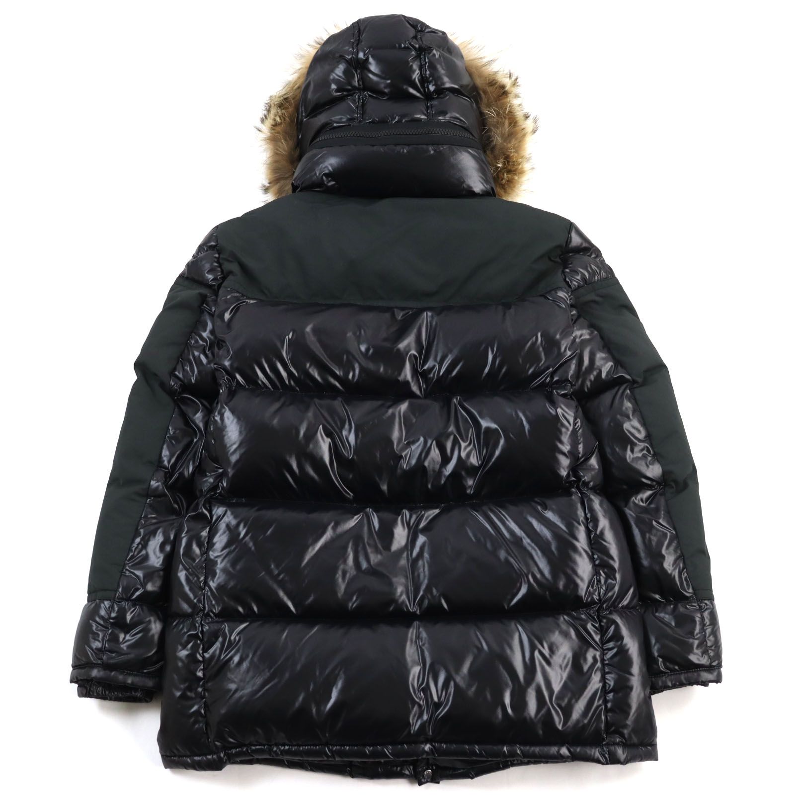 美品○MONCLER モンクレール 18-19AW D20914182325 68950 FREY GIUBBOTTO フレイ ロゴワッペン付き  異素材切替 コヨーテファー フーデッド ダブルジップ ダウンジャケット ブラック 1 正規品 メンズ - メルカリ