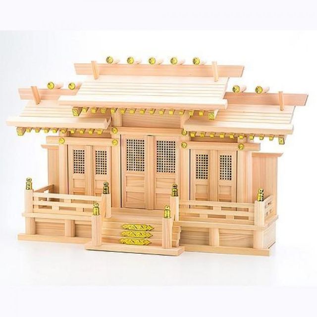 静岡木工 神棚の里 屋根違い三社 開運 中 神棚