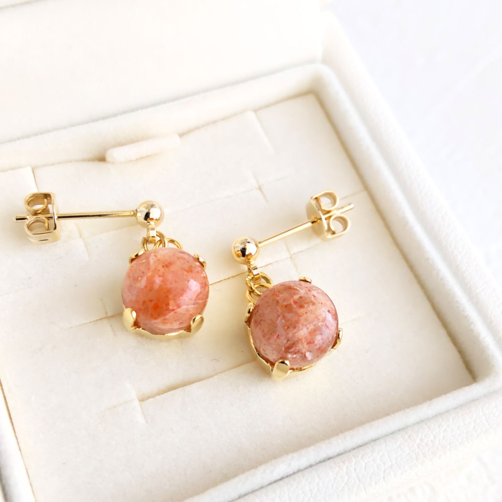 残り1点！14kgfサンストーンピアス/イヤリング