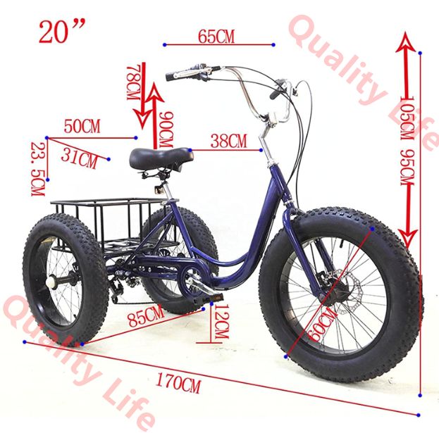 大人の三輪車の自転車24 バスケット 3つの車輪クルーズトライク 1 7スピードの3輪ショッピングのための3輪 設置ツール 快適な自転車 男性と女性のための 荷重容量330 lbs 247 Color Blue Fat tire