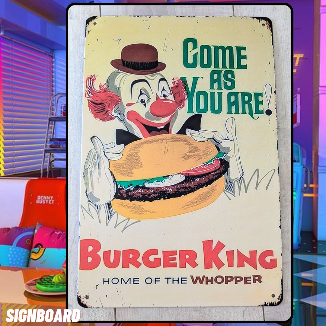 BURGER KING バーガーキング ピエロ【ブリキ看板 ビンテージ加工 A4