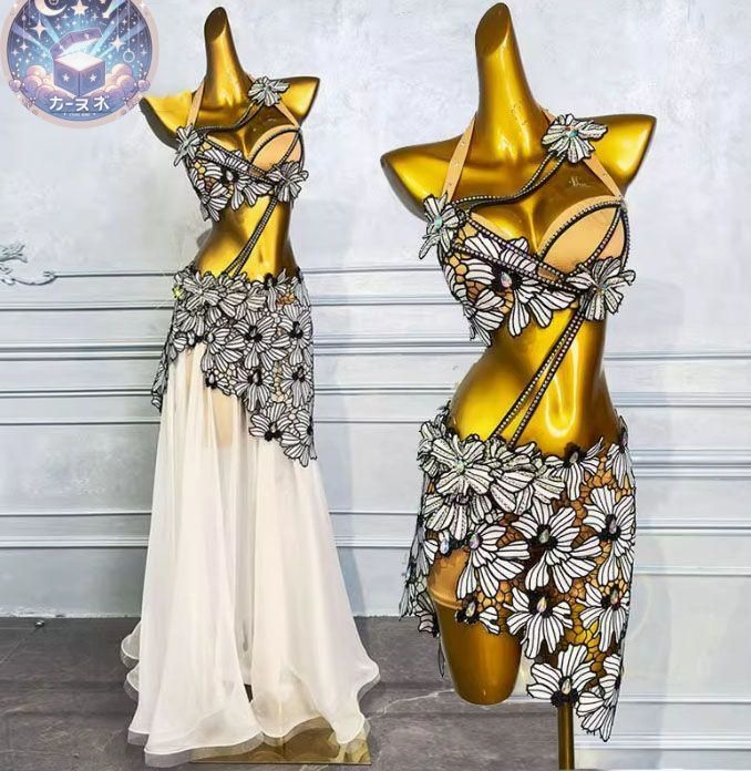 ♥ 花柄ベリーダンスセットアップ 3点セット ブラ スカート オーダーメイド