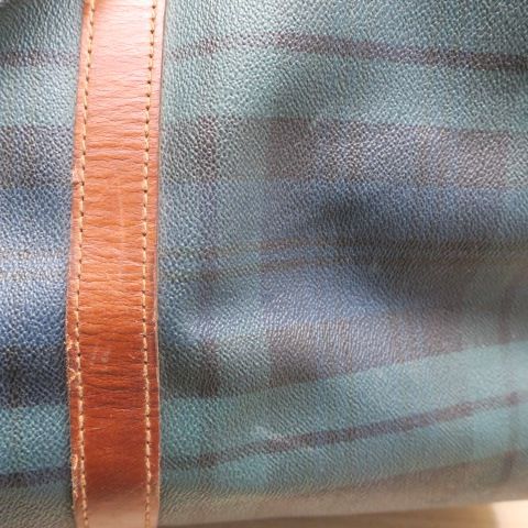 ヴィンテージ 大容量 POLO RALPH LAUREN ラルフローレン ボストンバッグ チェックレザー ブラシ付き 2 WAY グリーン系 ボストンバッグ 旅行用バッグ バッグ メンズ