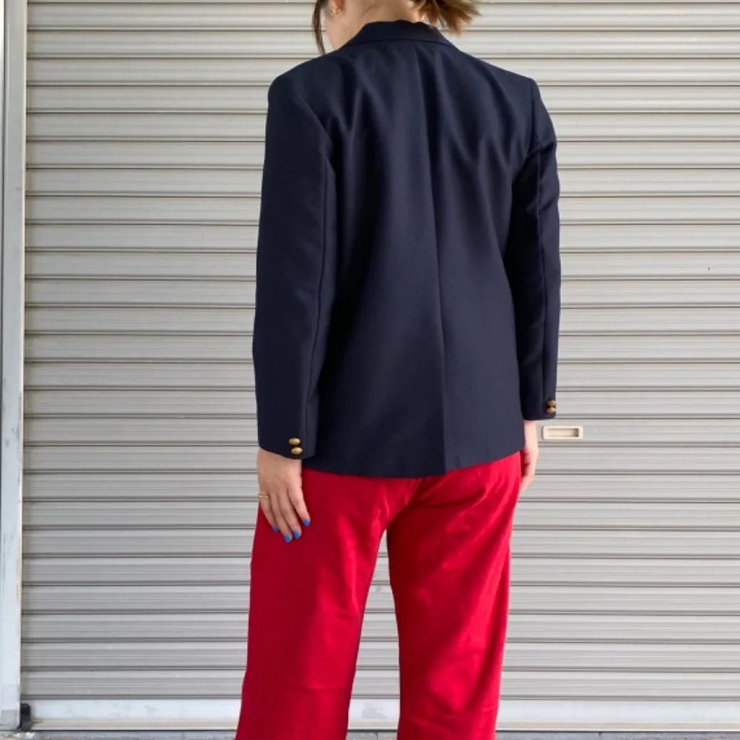 80's】 VAN HEUSEN ネイビーブレザー 紺ブレ ジャケット メタル