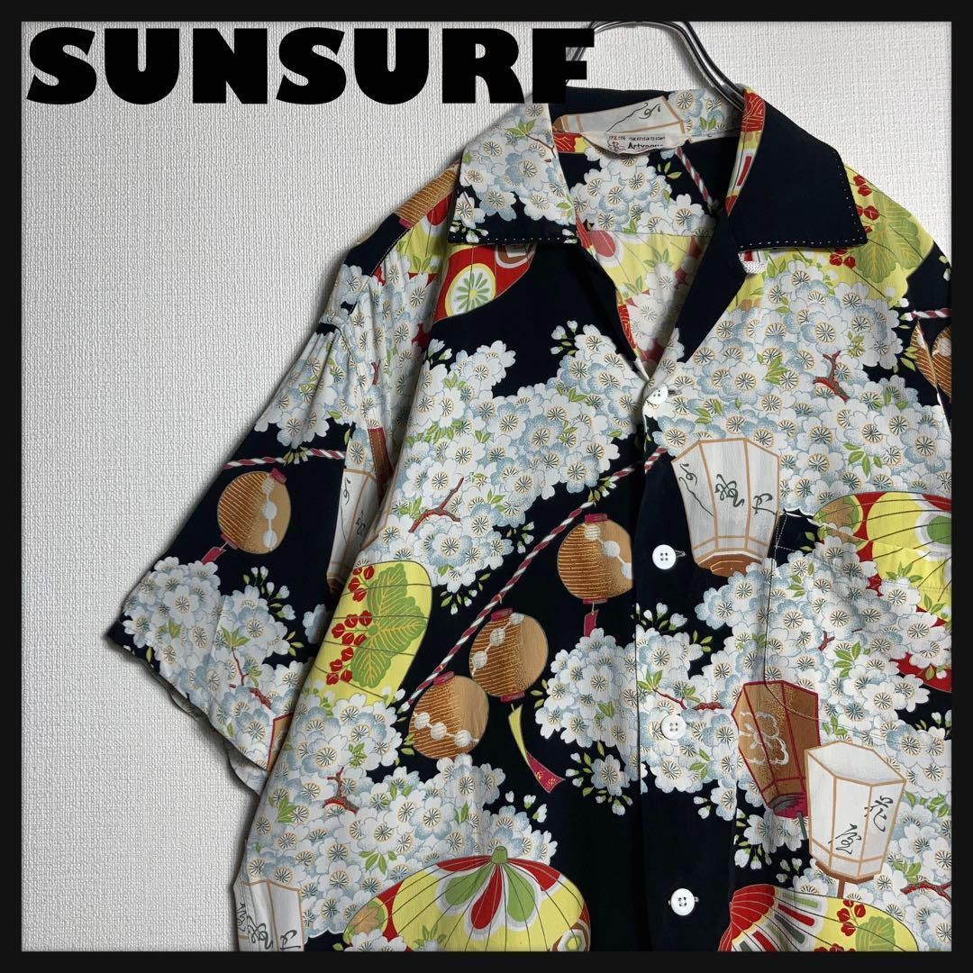 オ*ジ様 SunSurf 和柄アロハシャツ 半袖 花柄 Ｌサイズ レーヨンアロハシャツ SPECIAL EDITION「MATSURI」 SUN SURF