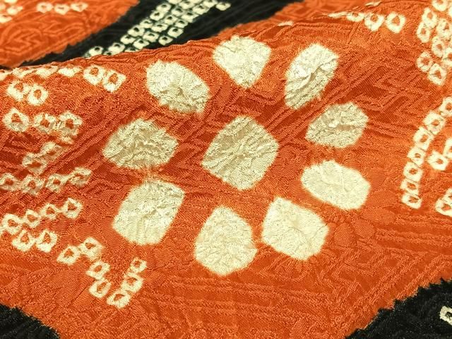 平和屋着物○豪華振袖 絞り 花松文 黒地 金彩 正絹 逸品 AABA0347zg