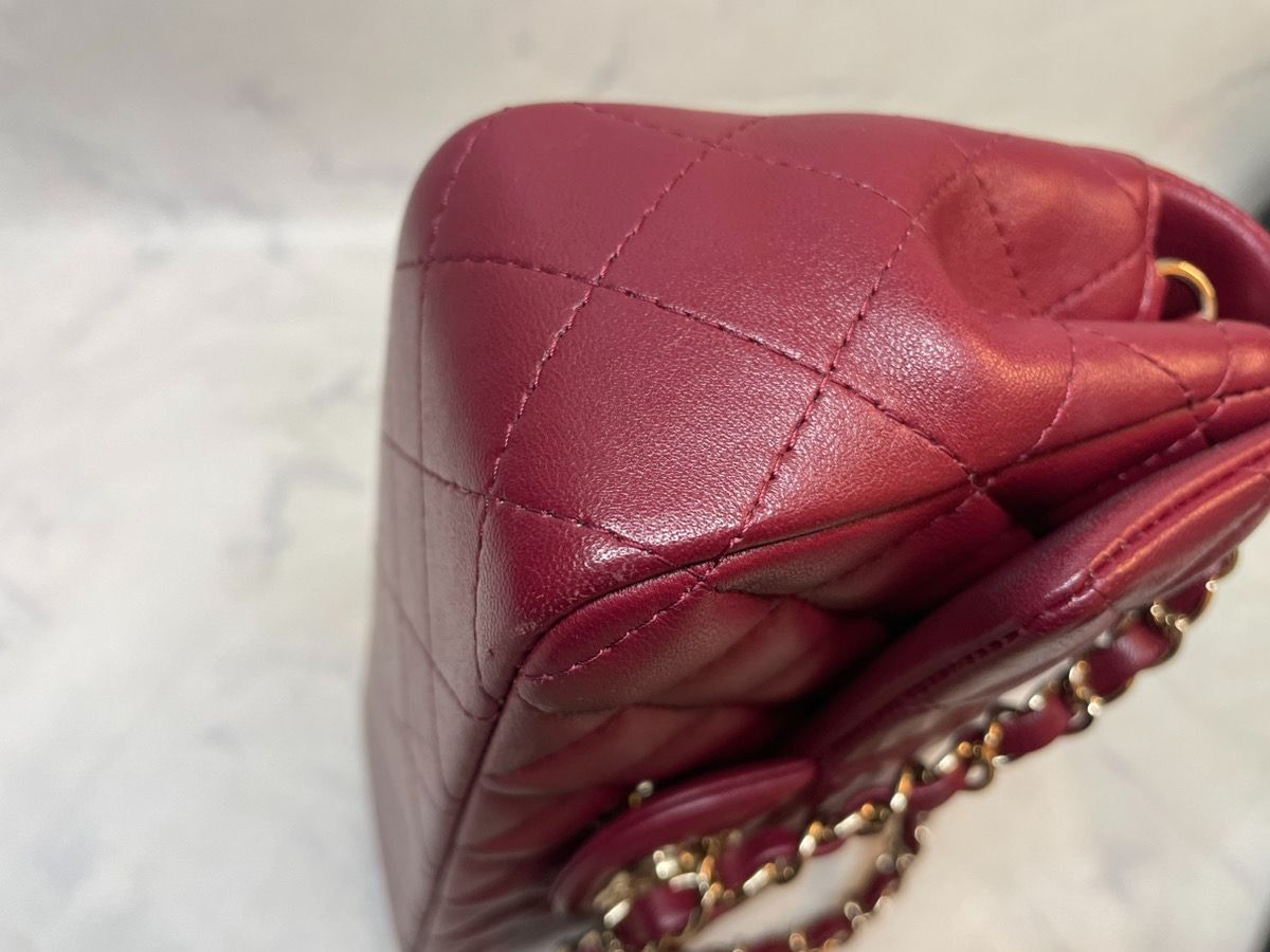 塩水水槽】 CHANEL ? マトラッセ ラムスキン Wホック コンパクト財布 赤