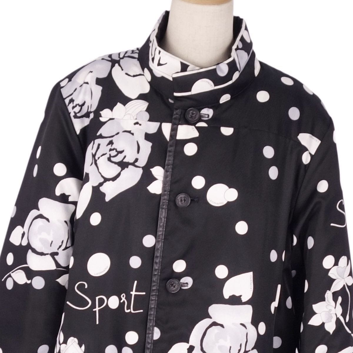 美品 レオナール LEONARD SPORT コート リバーシブル 花柄 ポリエ