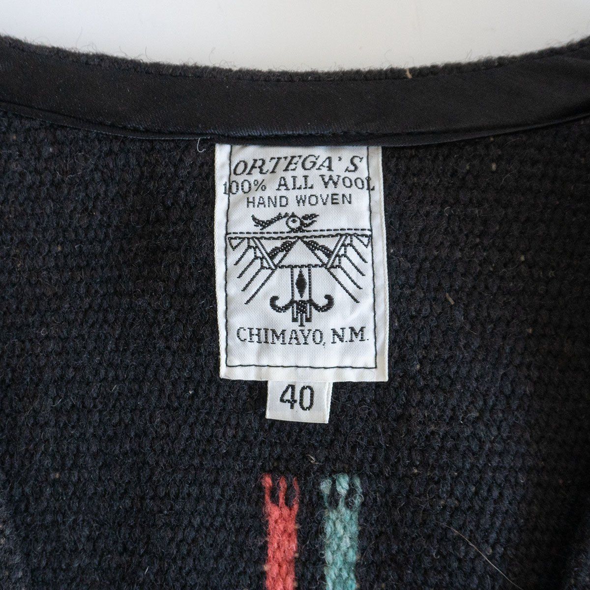ORTEGAS オルテガ チマヨベスト ブラック サイズ40 ジャケット アメリカ現地で買い付け！ 今こそ気分なビッグサイズチマヨ