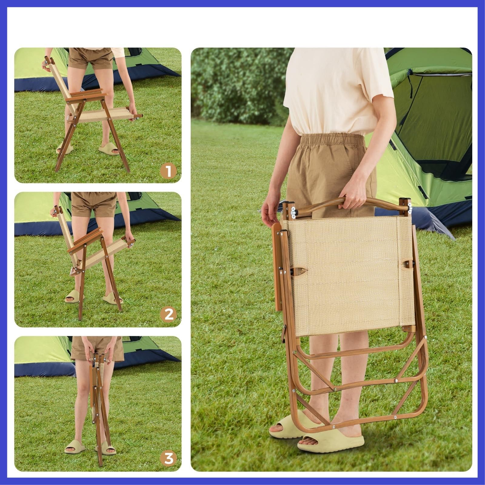 GYMAX パティオ 折りたたみ ウェブチェアセット 6パック ポータブル