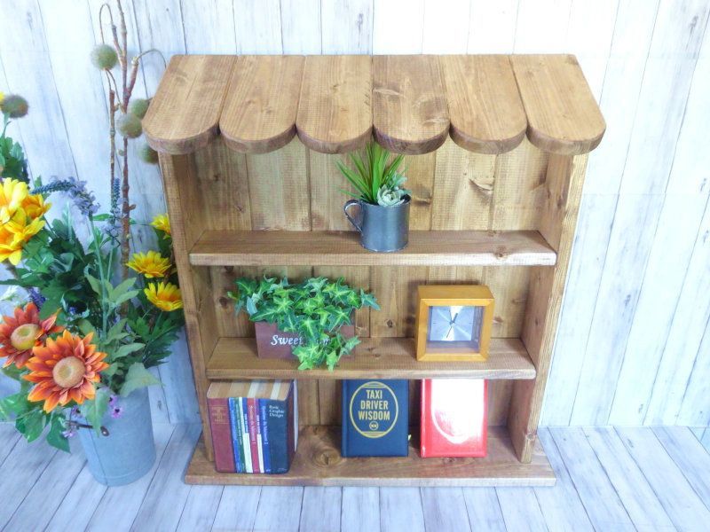 ハンドメイド ルーフシェルフ チーク色