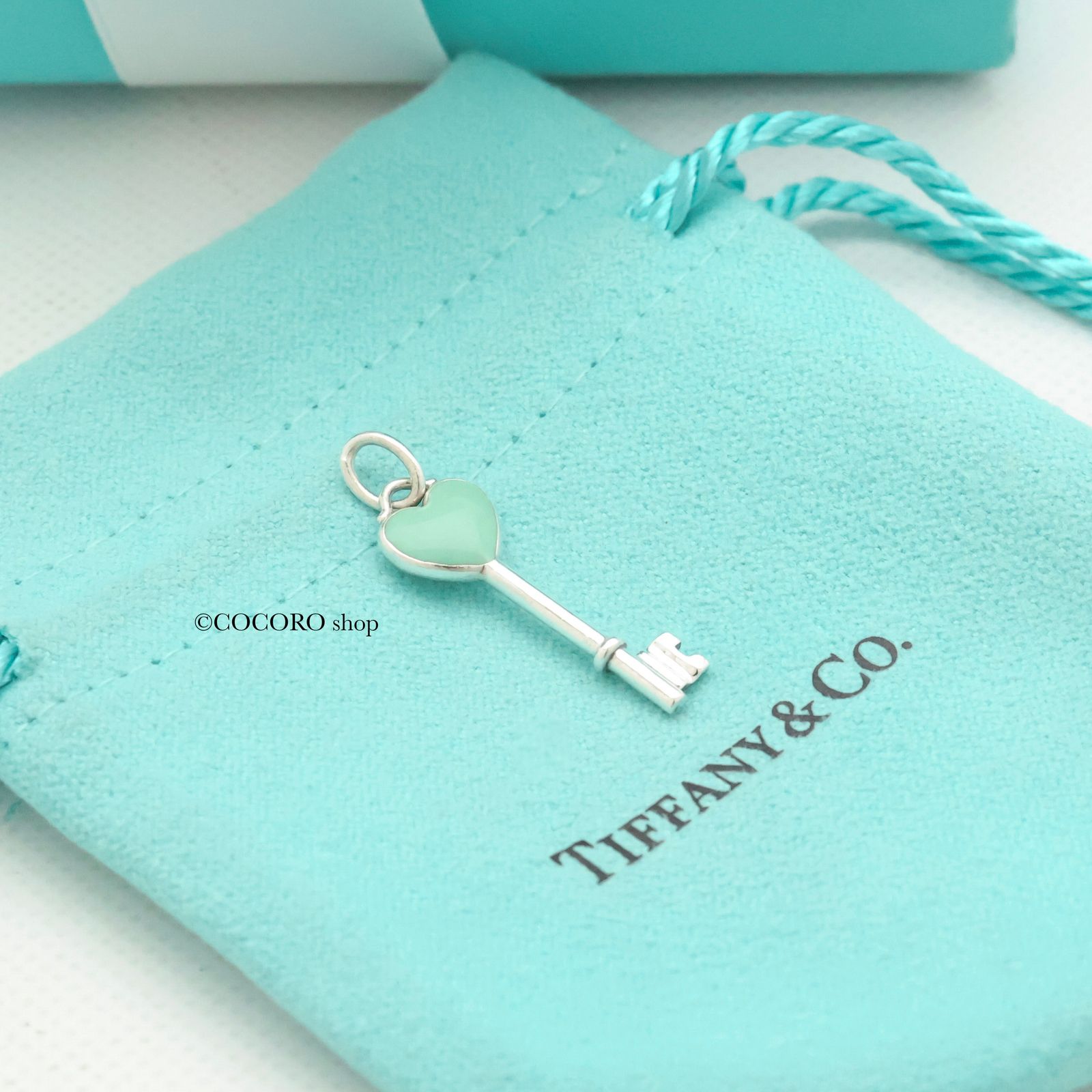 ティファニー TIFFANY-Co. ハート キー ブルー エナメル チャーム AG925