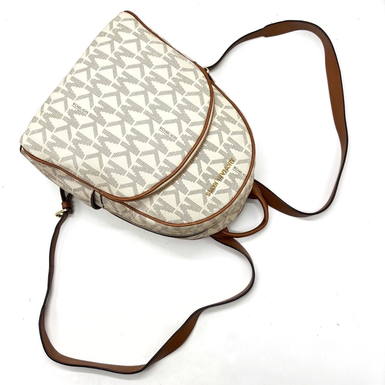 【美品】マイケルコース　リュック　MK柄　レザー　PVC 大容量　ロゴ金具　旅行 ✨良品✨ MICHEAL KORS マイケルコース リュックサック バック