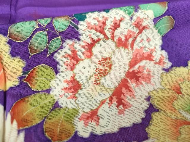 平和屋着物○アンティーク 大正ロマン 色留袖 刺繍 花鳥文 暈し染め