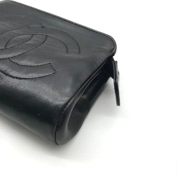 シャネル ミニポーチ 小物入れ ココマーク ラムスキン ブラック CHANEL - CHANEL シャネル ポーチ ミニバニティポーチ ココ