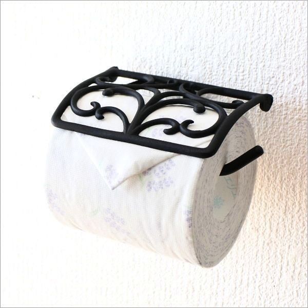  トイレットペーパーホルダー カバー 真鍮 アンティーク エレガント デザイン おしゃれ ブラック 黒 金属製 感 ブラスペーパーホルダー ROCA トイレットペーパーホルダー トイレ用品