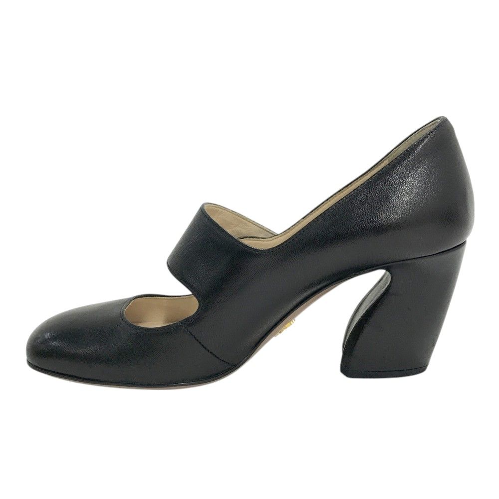 プラダ レザー アンクルストラップ パンプス ヒール ブラック 黒 PRADA プラダ パンプス アンクルストラップ ブラック系 35 レディース