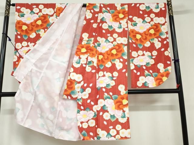 平和屋着物○小振袖 二尺袖 長襦袢（無双仕立て）セット 舞花文 半衿