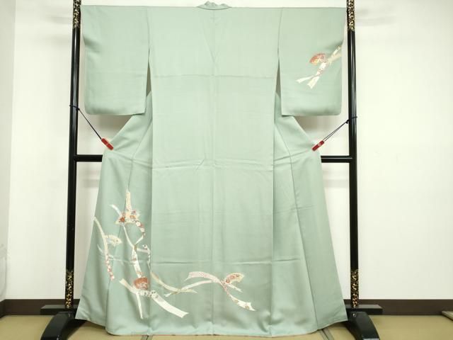 平和屋着物□訪問着 駒刺繍 吉祥鬘帯花文 金彩 正絹 逸品