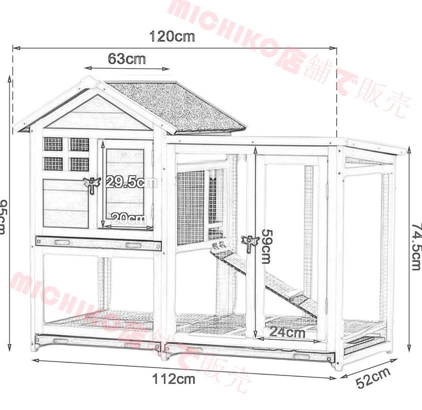 鶏小屋 屋外チキンコープ マルチレベル耐候性鶏舎 巣 き1200*630*950mm木製家禽ケージ ラン ランプ 金網 取り外し な底 丈夫で丈夫 水で洗える組み立て簡単 鶏用ケージ Gray