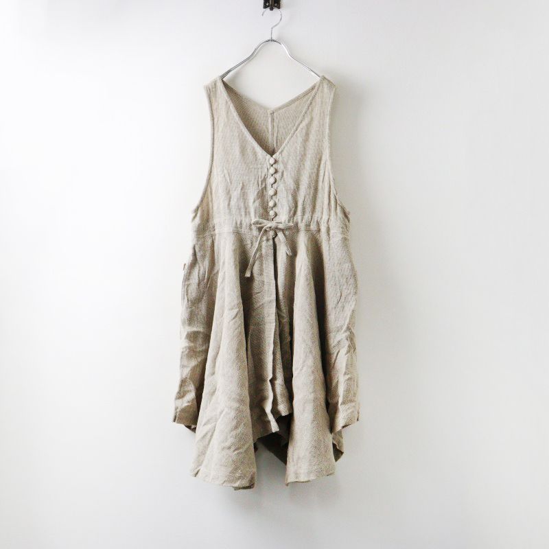 うさと USAATO 手織り 手紡ぎ 天然草木染め ノースリーブ Aライン フ ワンピース |ベージュ トップス 2400014539103