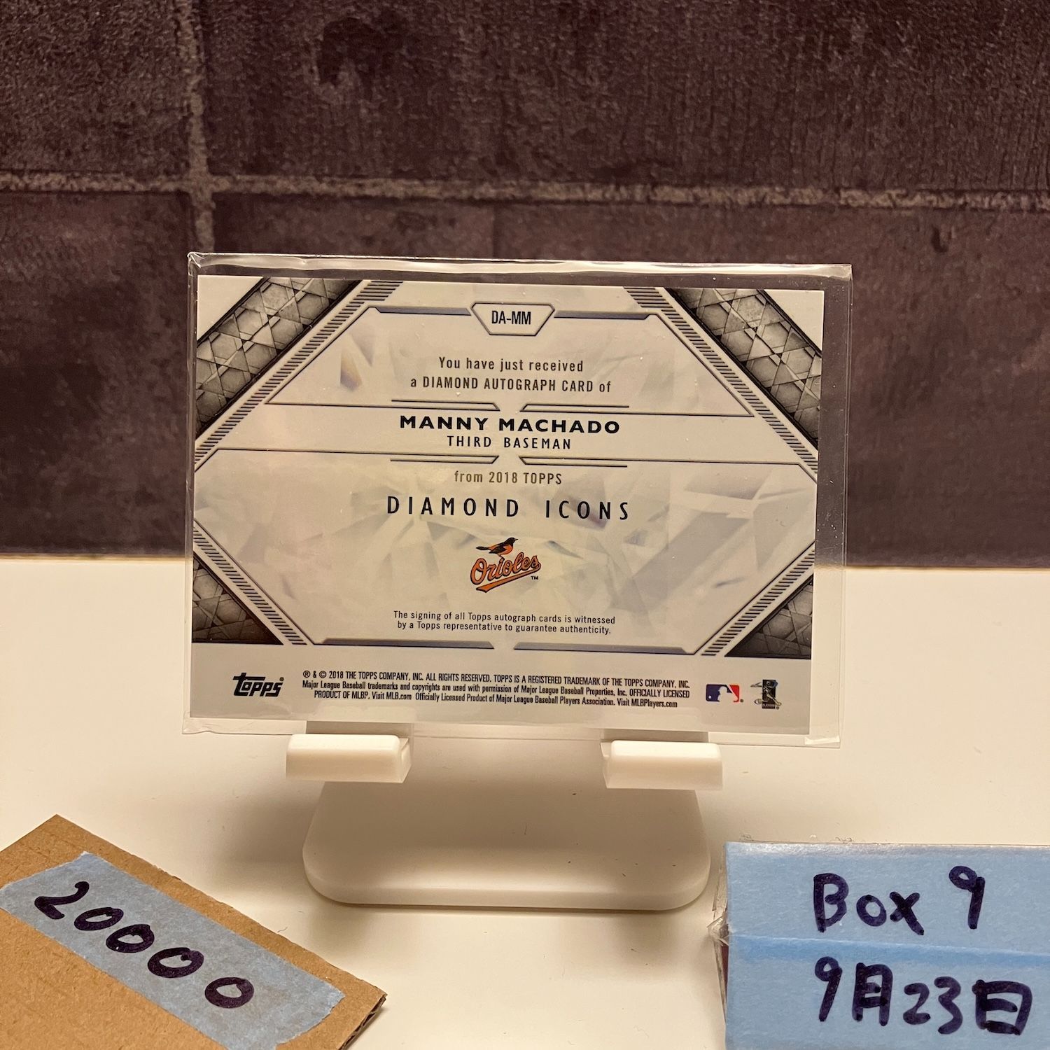 2018 Topps Diamond Icons Manny Machado 04 10 直筆サイン Baltimore Orioles カード