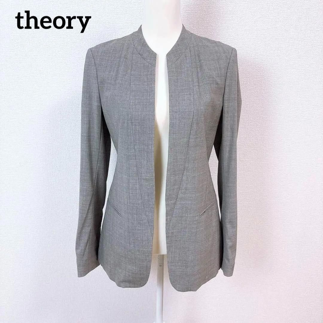 theory セオリー ノーカラーテーラードジャケット グレー 2 - メルカリ