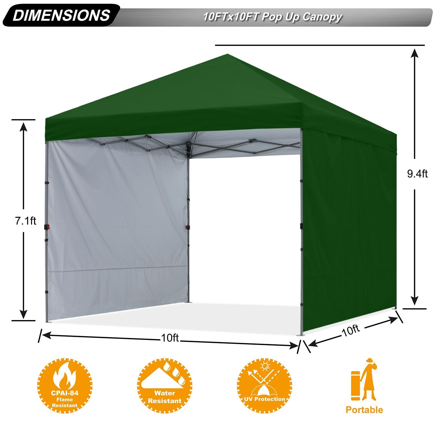 ABCCANOPY ワンタッチテント タープ テント 3mx3m 2.5mx2.5m 簡易テント 大型 サイドシート2枚 センターロック 三段階調節 耐水 UVカット 日除け 遮熱 紫外線カット 耐風性 組立簡単 キャスターバッグ付き 3M|オリーブグリー…