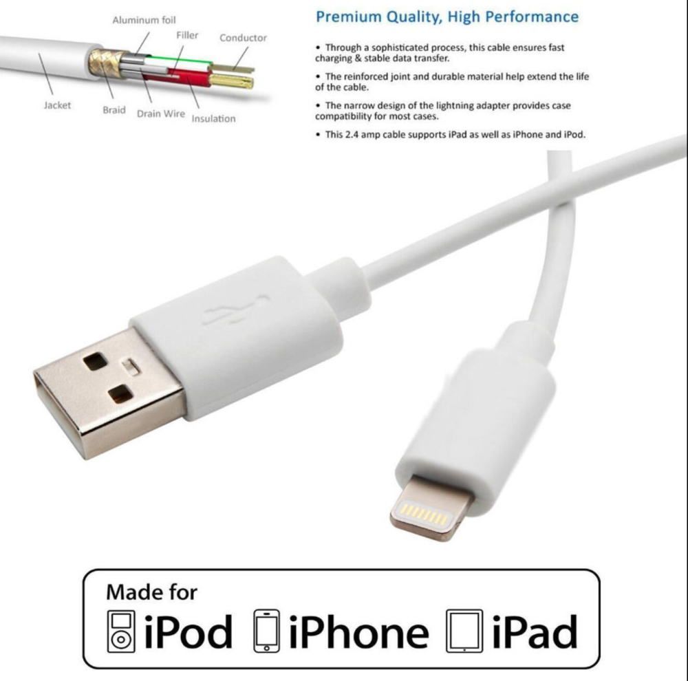 iPhone 充電 ケーブル 長さ 2m Apple MFi 高耐久 ライトニング ケーブル iPhone iPad/iPod各種対応 ホワイト 急速充電  充電器 データ転送 USB充電ケーブル 2.0m iOS10.0 丈夫 同期 Lightning - メルカリ