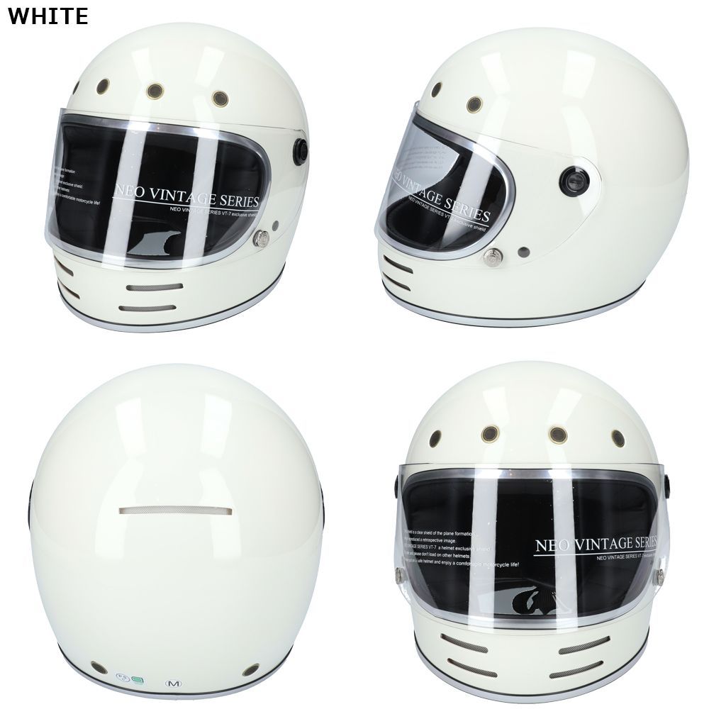ネオビンテージ社製ヘルメット アイボリー L（59-60cm） Lサイズ 59～60cm未満 ヘルメット バイク フルフェイス 族ヘル