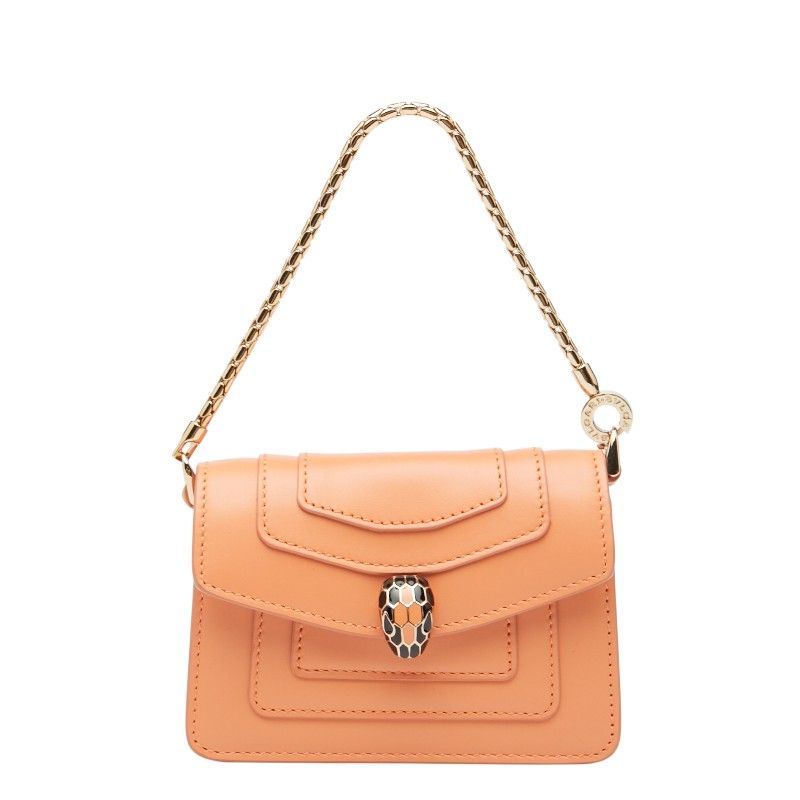 ブルガリ セルペンティ フォーエバー バッグチャーム ポーチ オレンジ レザー レディース BVLGARI 1-0235992