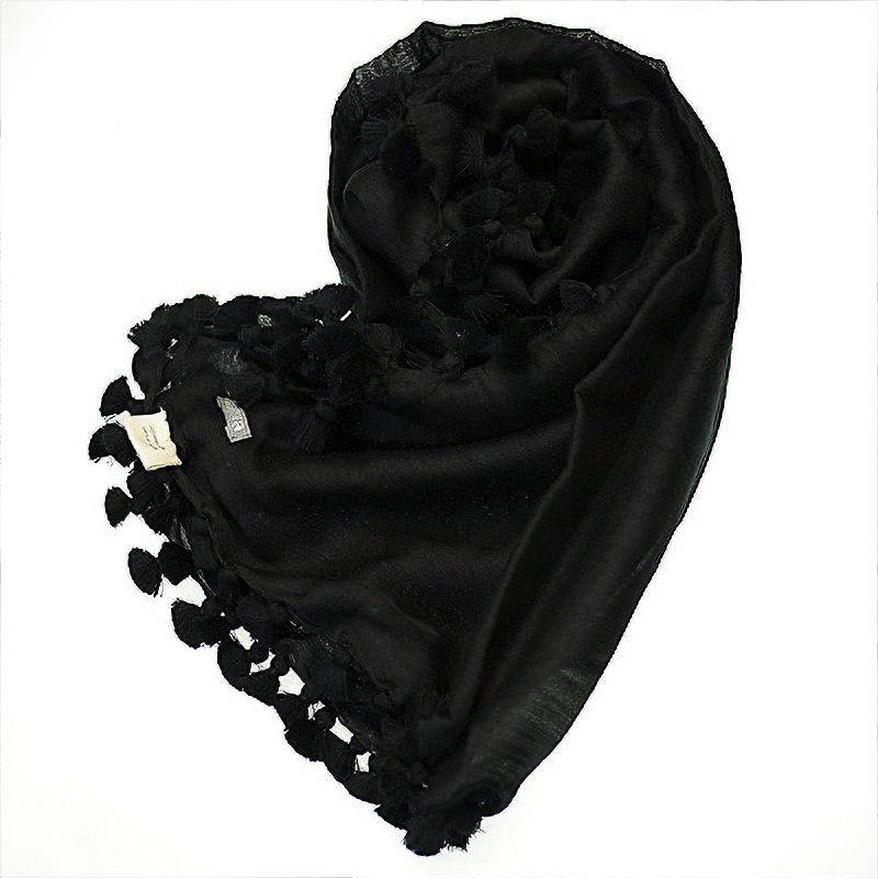正規品 matta シルクウール ボンボンストール180x50 Black - メルカリ