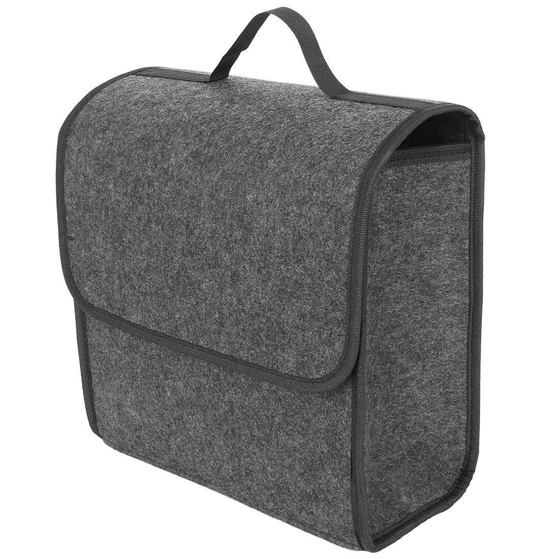 【人気商品】uxcell 16cm×30cm×29cm グレー フェルトクロス ポータブル 多目的 折りたたみ式 収納バッグ 車の収納ボックス カーコンパートメントトランクバッグ