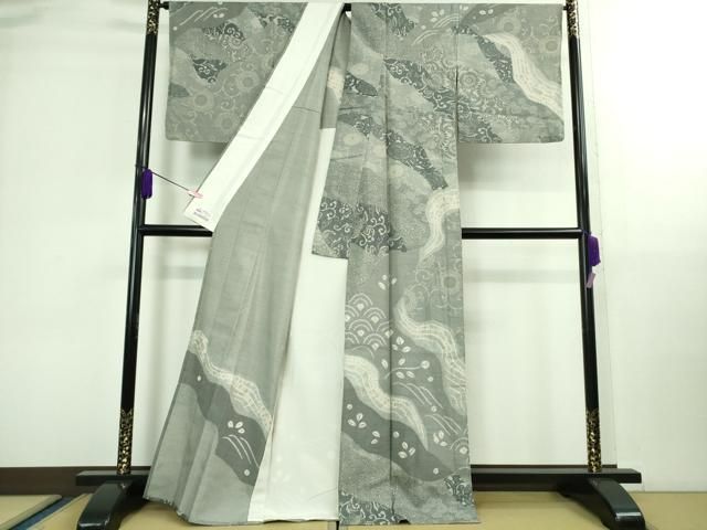 平和屋着物□極上 伝統工芸士 七代目 吉澤与市 赤城紬 訪問着 単衣