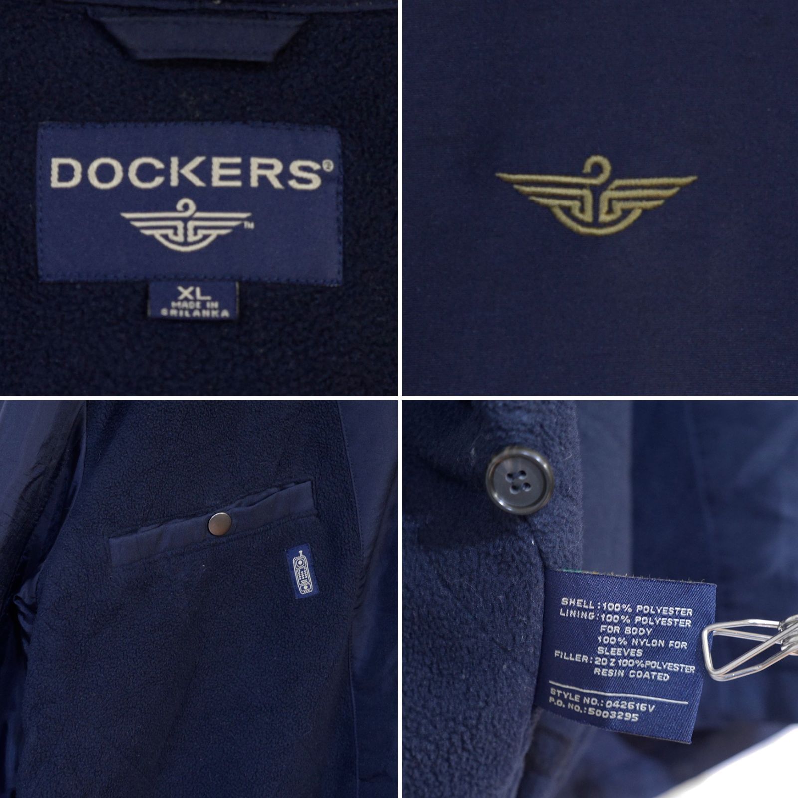 DOCKERS ドッカーズ 刺繍ロゴ チンスト ジップアップ フリースライナー 
