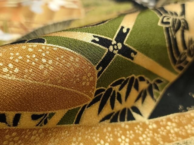平和屋着物□豪華黒留袖 駒刺繍 御所車花文 金彩 正絹 逸品